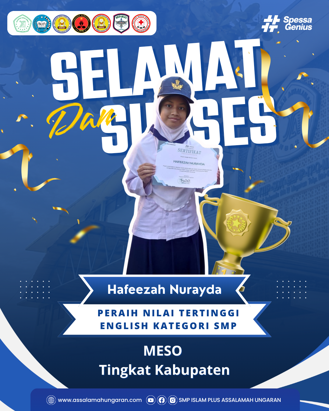 Peraih nilai TERTINGGi English Kategori SMP MESO  Tingkat Kabupaten