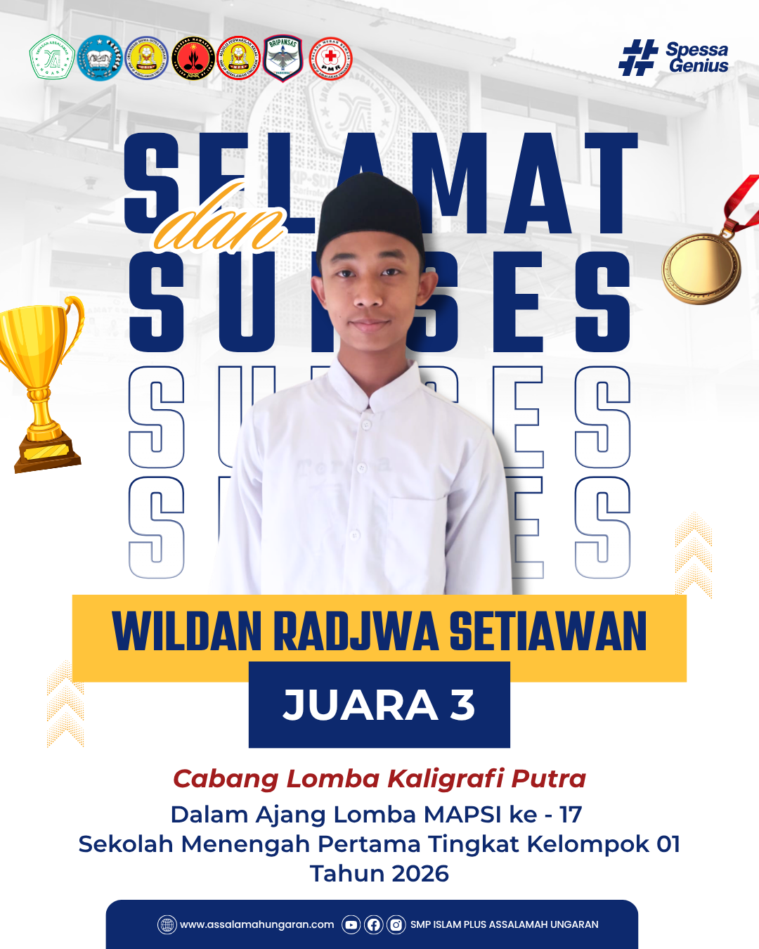 Cabang Lomba Kaligrafi Putra alam Ajang Lomba MAPSI ke - 17  Sekolah Menengah Pertama Tingkat Kelompok 01 Tahun 2026