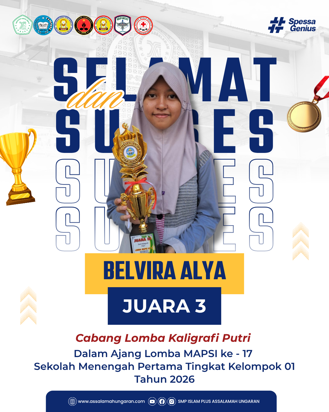 Cabang Lomba Kaligrafi Putri Dalam Ajang Lomba MAPSI ke - 17  Sekolah Menengah Pertama Tingkat Kelompok 01 Tahun 2026