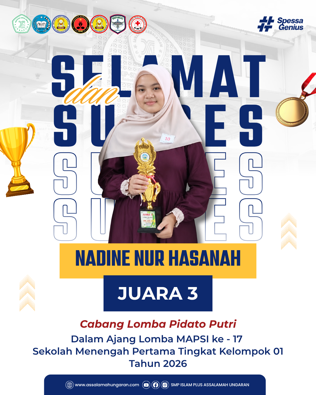 Cabang Lomba Pidato Putri Dalam Ajang Lomba MAPSI ke - 17  Sekolah Menengah Pertama Tingkat Kelompok 01 Tahun 2026